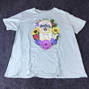 Modelo Tee Shirt Women's Large Sage Green Graphic Print Short Sleeve Crew Neck